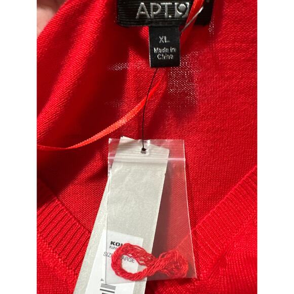 APT. 9 Womens XL Tango Red Metallic Knit Long Sleeve V-Neck Light Sweater NWT - Picture 6 of 6